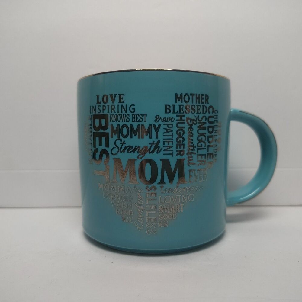 Vintage Tara Reed Blue Mom Typography Ceramic Coffee Mug Gift NWOT